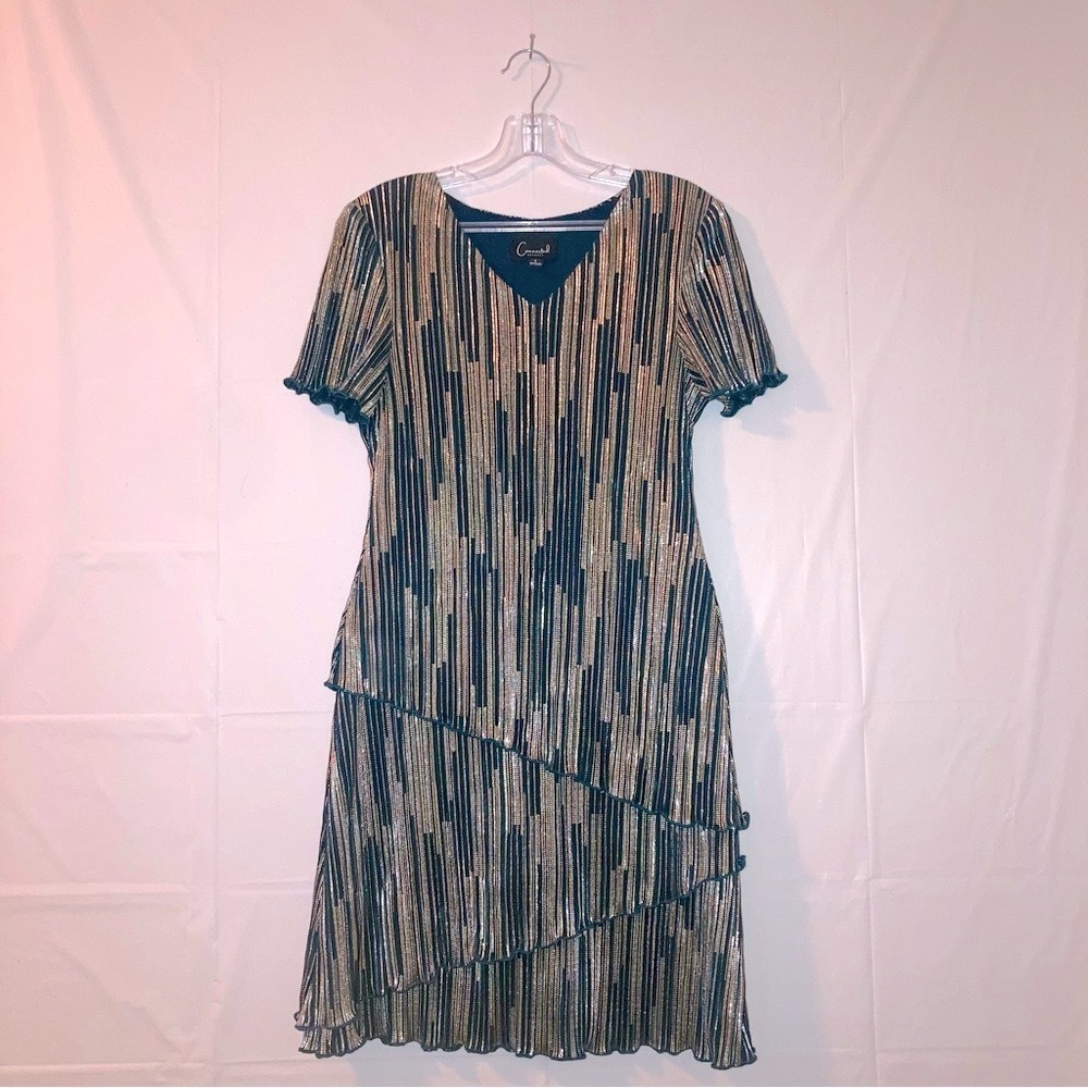 Hunter Green Metallic Dress with Gold
